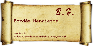 Bordás Henrietta névjegykártya